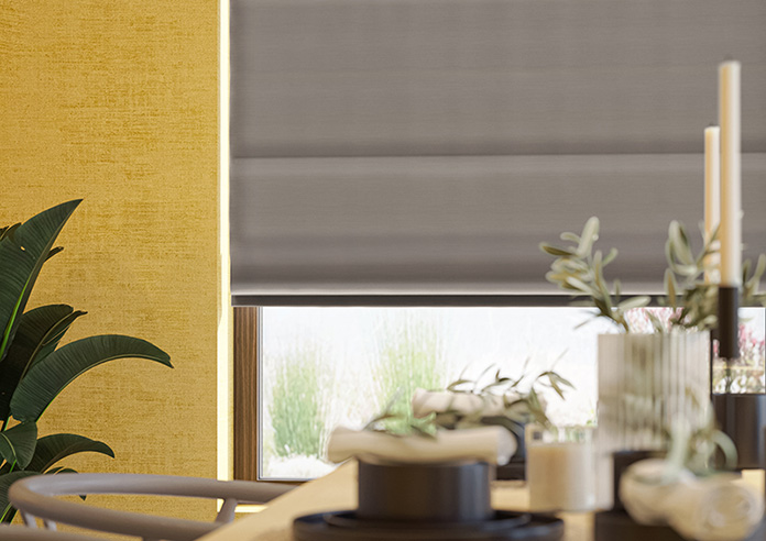 Akoya Faux Silk, Lustre Gunmetal Grey - Motorised Roman Blind - Image 5